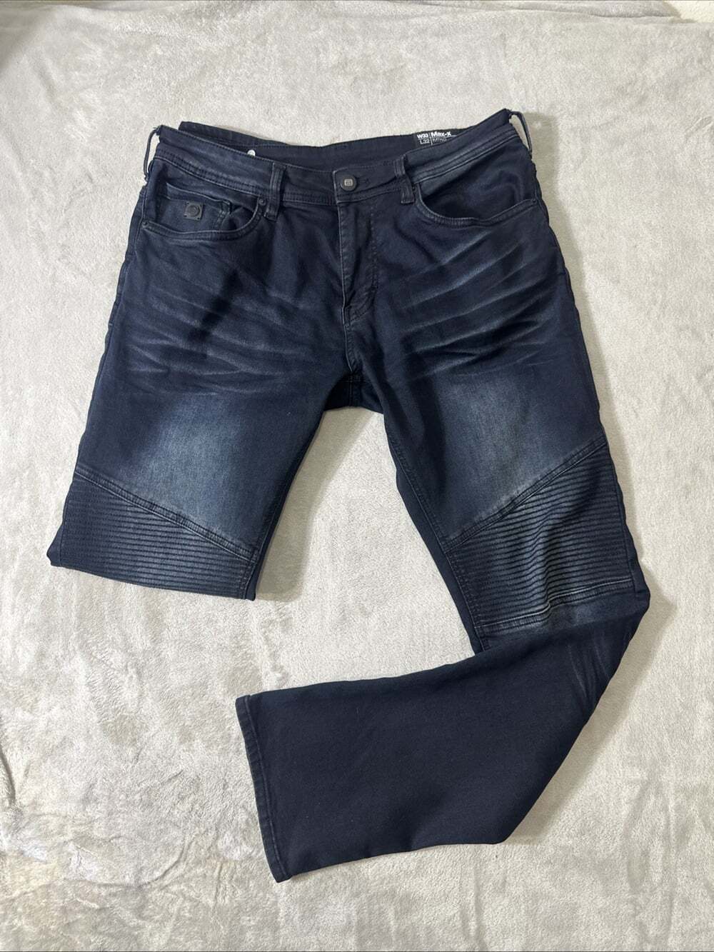 Buffalo David Bitton Max-X Jeans Mens 38x32 Skinny Stretch Moto Biker Blue